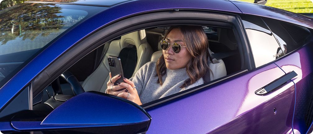 Purple car with driver