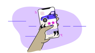 animated hand holding phone