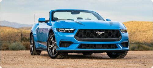 Blue Ford Mustang convertible