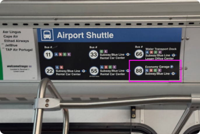 airport shuttle sign bos