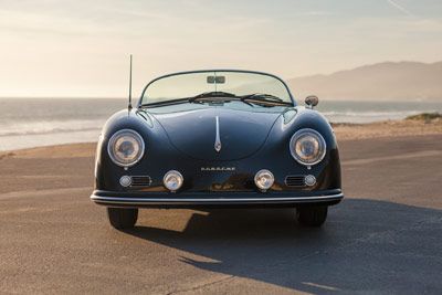 Car with hazy sunset in background