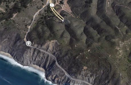 Picture of mountain terrain from Google Maps