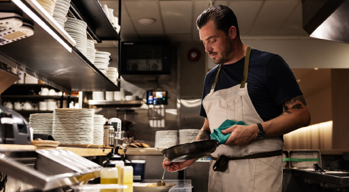 Chef Rob Rossi of Osteria Giulia working in the kitchen