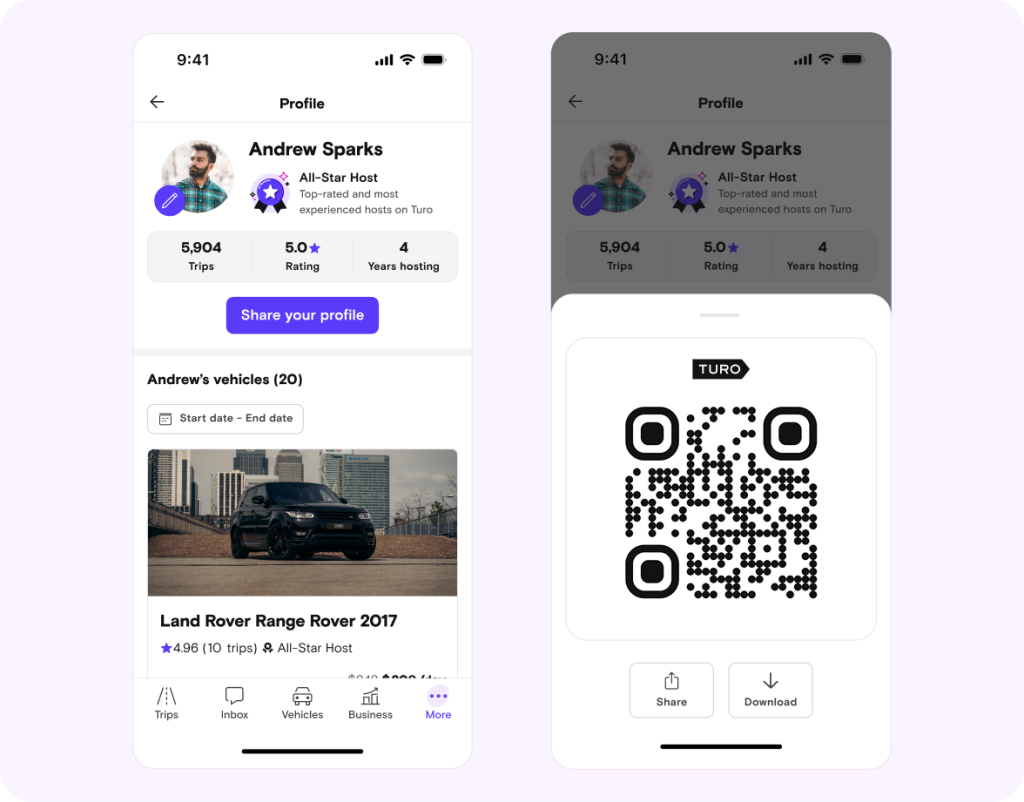 Host profile page UI