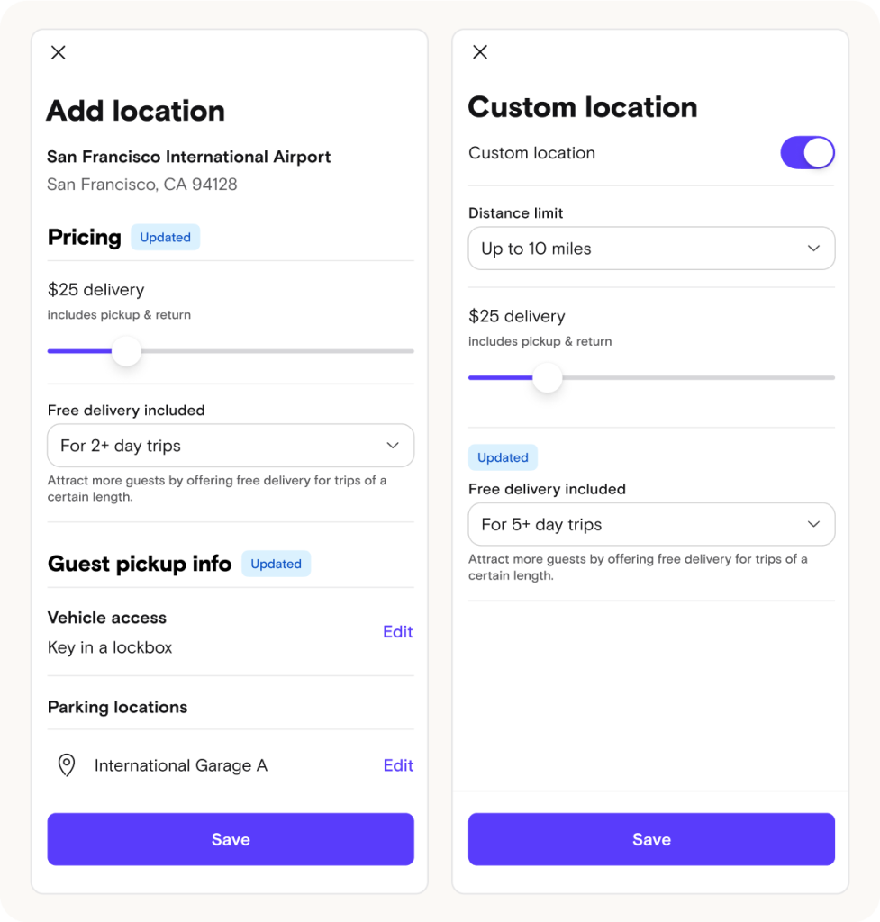 Custom delivery location UI
