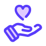 Heart in hand icon