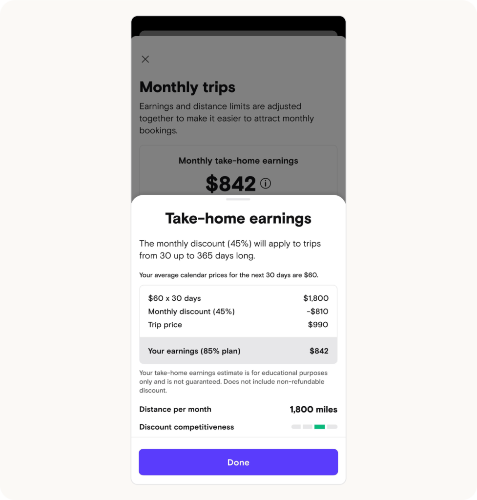 Take-home earnings calculator UI