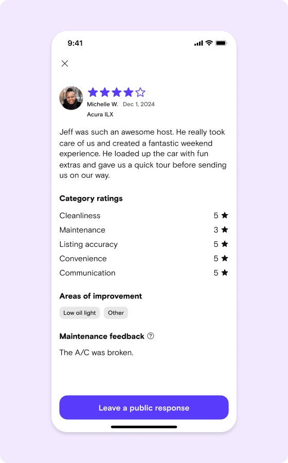 Guest rating feedback UI screen