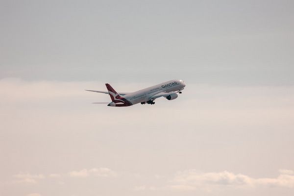 A photo of a plane taken from Melbourne Airport in Tullamarine.