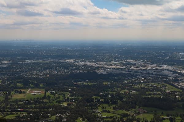 A view of Melbourne as seen from Burkes Lookout in the Dandenong Ranges