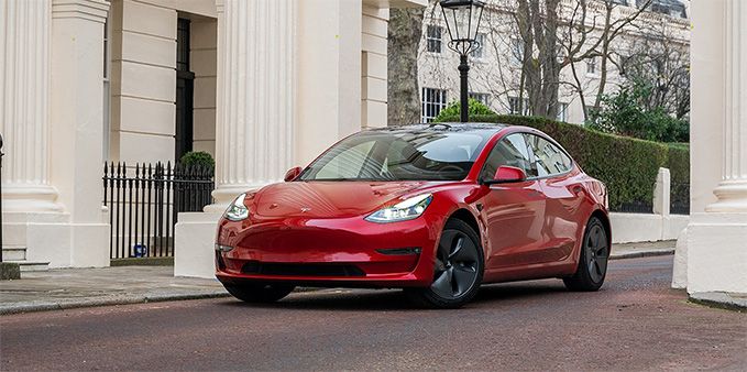 Red Tesla in London