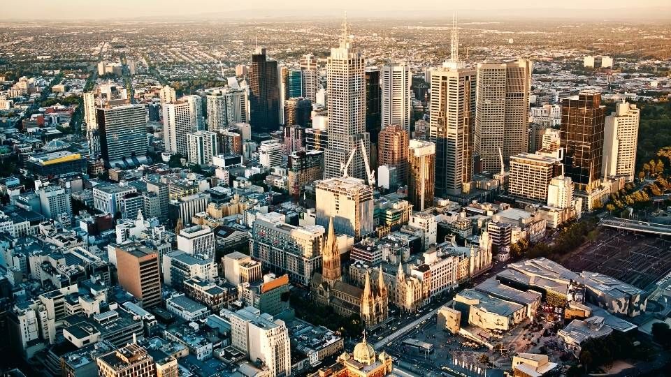 A photograph of the Melbourne CBD, a popular Melbourne car rental pickup location.
