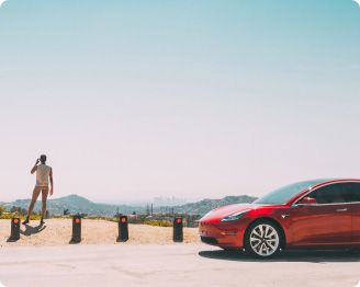 Tesla rental alternative booked on Turo at a scenic overlook