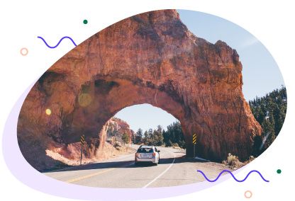 Hatchback booked on Turo driving through Bryce Canyon National Park in Utah