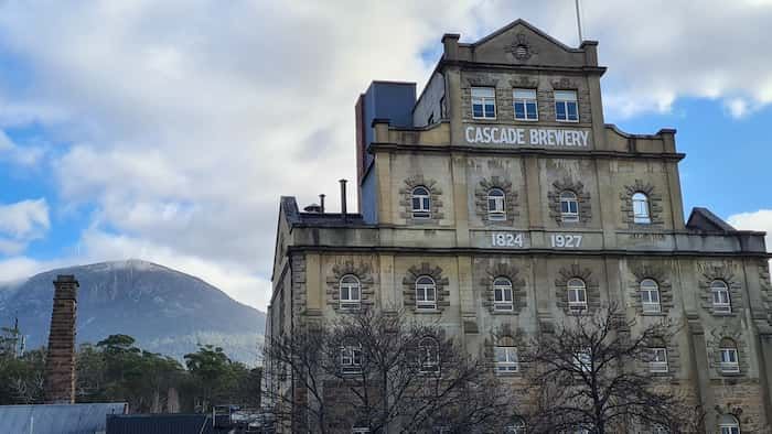 A photo of Cascade Brewery, a popular destination for people who rent cars in Hobart.