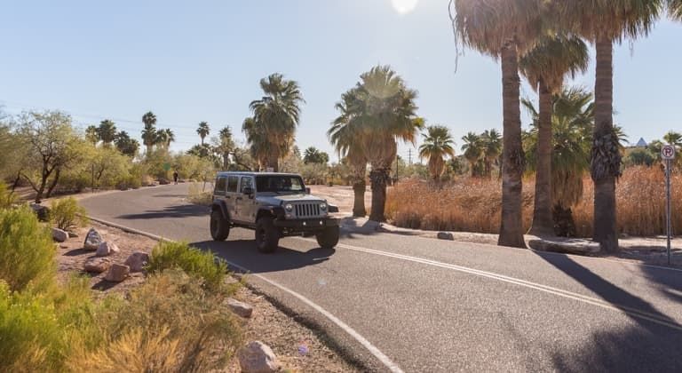 Jeep driving through Papago Park
